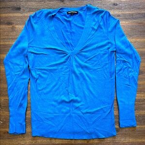 Express Royal Blue Knit V-Neck Sweater Size M